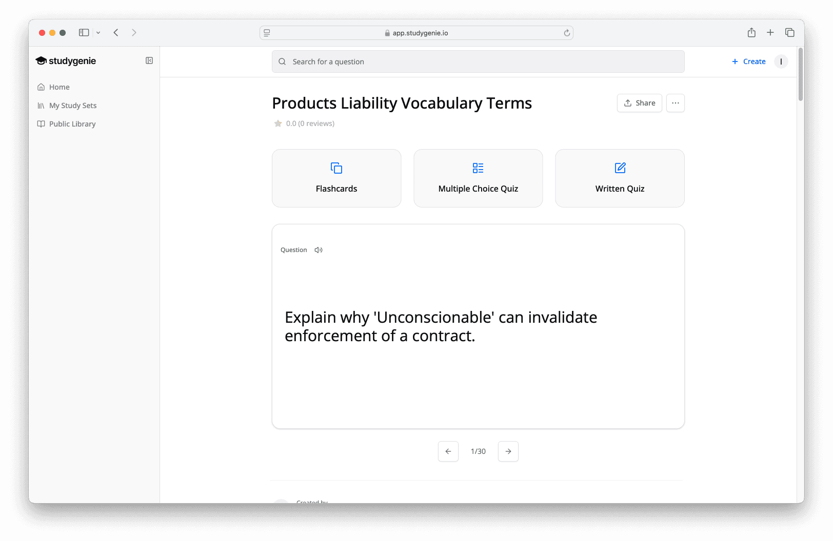 Studygenie platform screenshot