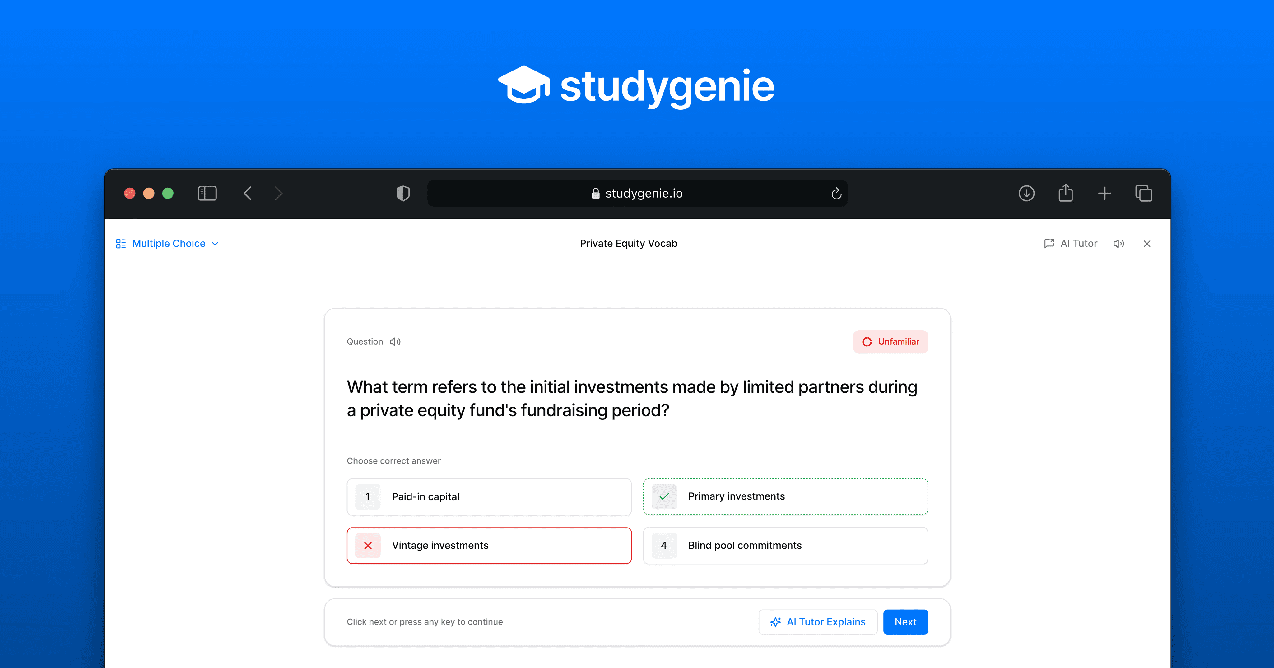 Studygenie platform screenshot