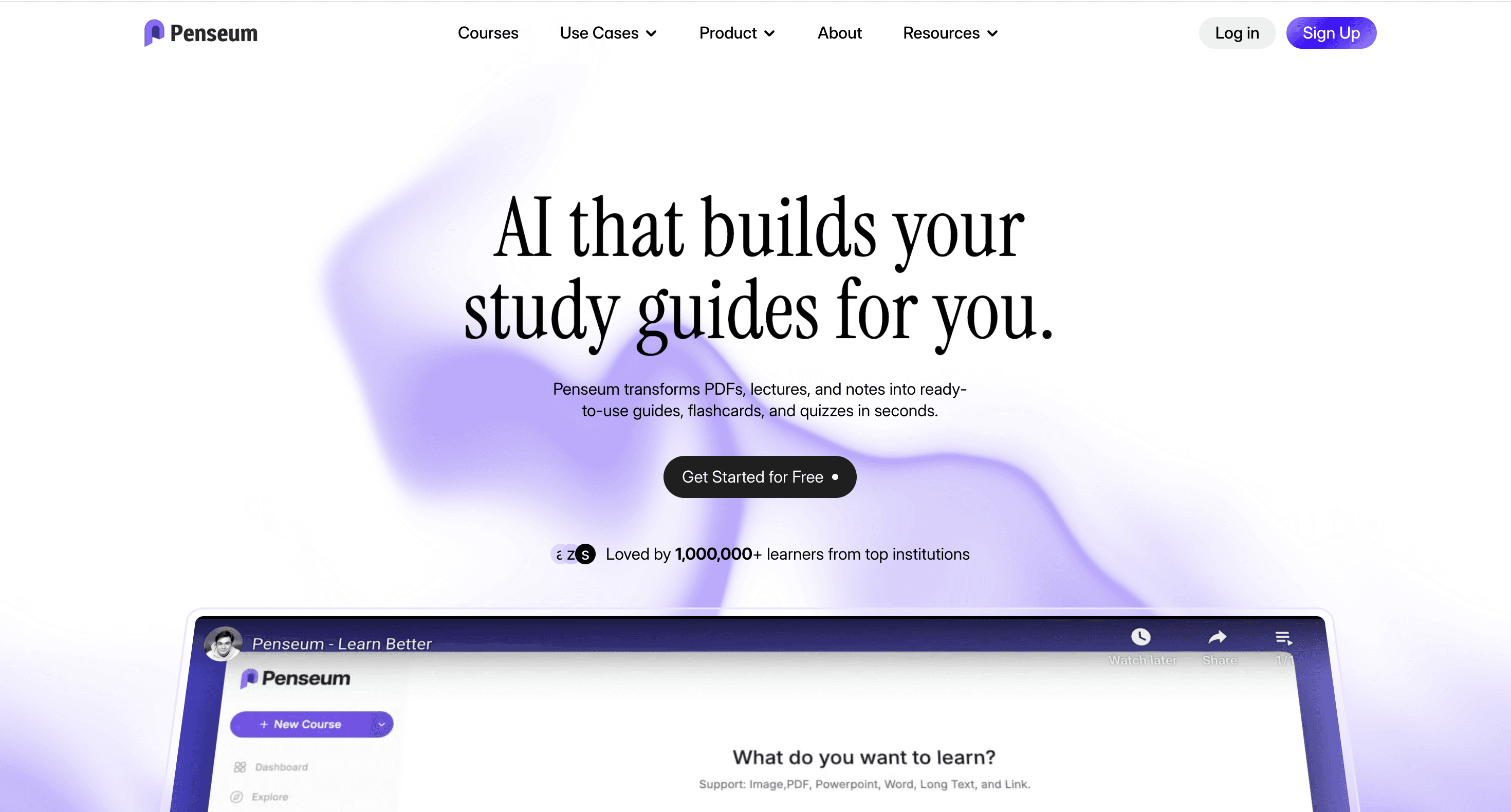 Penseum platform screenshot