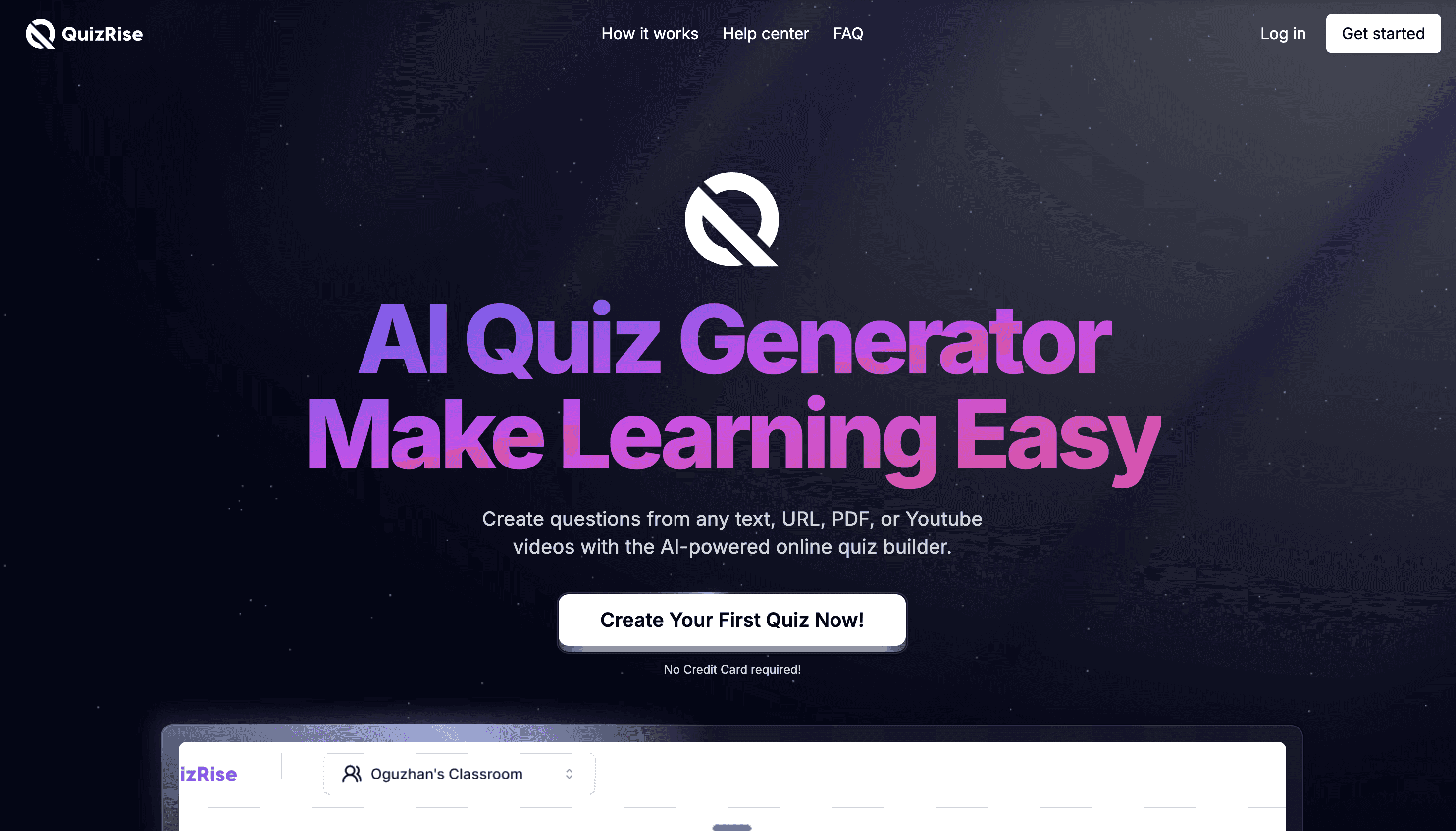 QuizRise platform screenshot