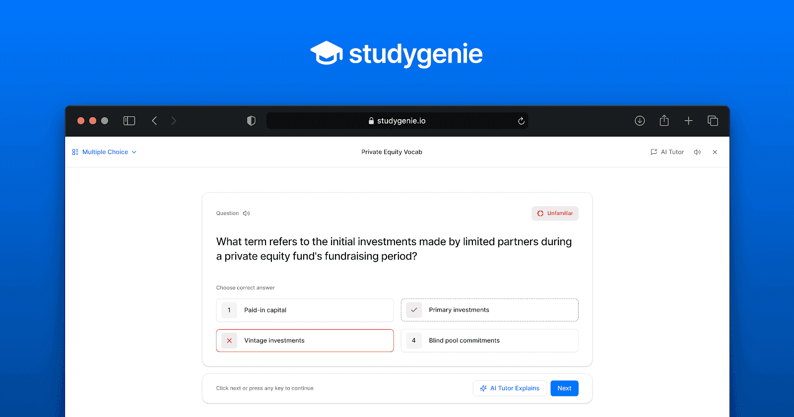 Studygenie platform screenshot