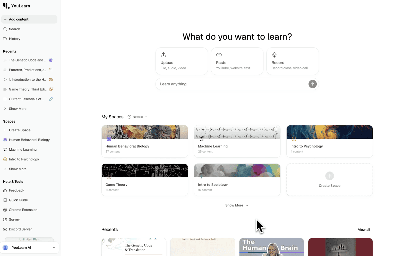 YouLearn platform screenshot